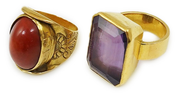 Two antique continental gold rings